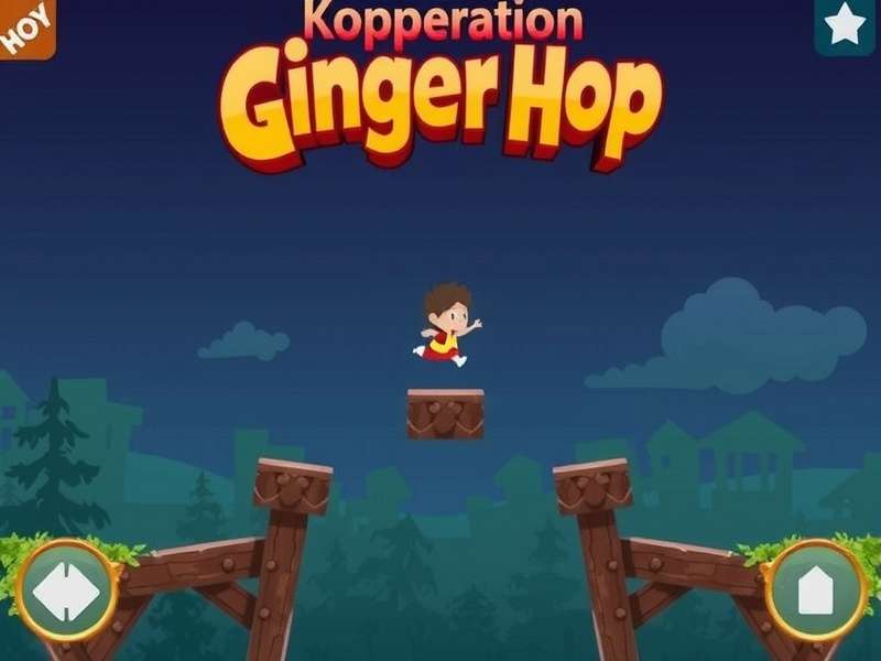 Ginger Hop Deluxe gameplay screenshot showing character jumping over obstacles